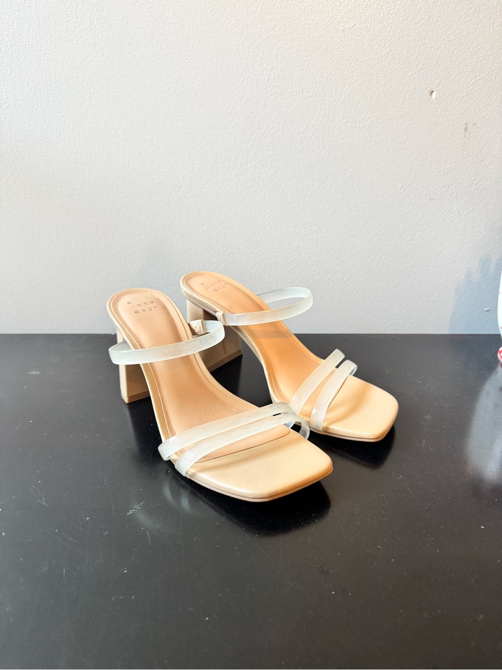 Nude Strappy Block Heel Sandals - Women's